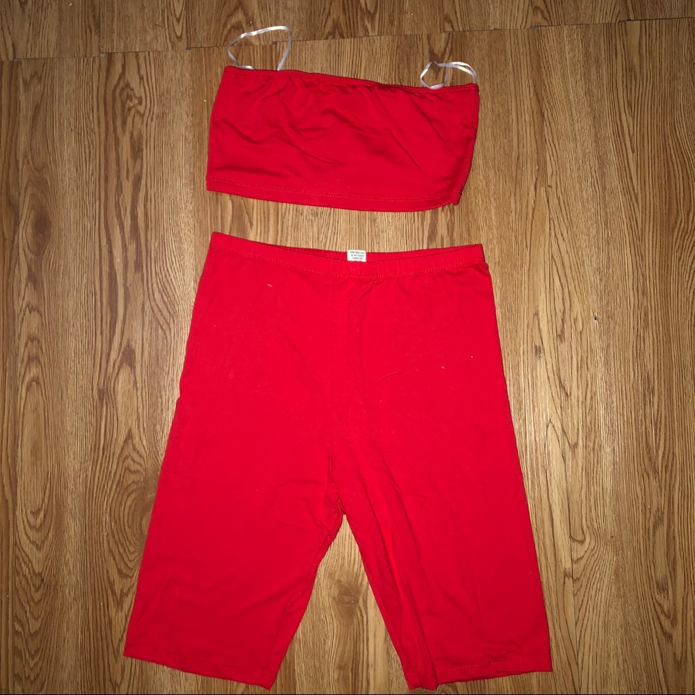 NEW Red biker short set